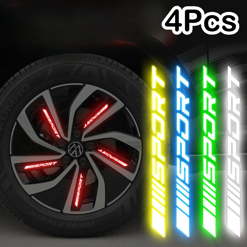 4Pcs Universal Reflective Rim  - Outdoor Sport Logo review and price